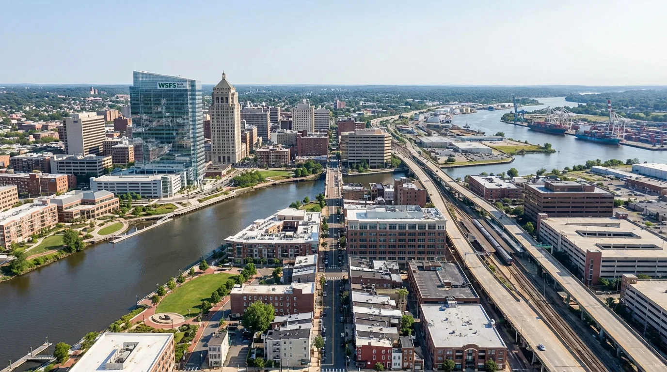 Wilmington Delaware city and travel route