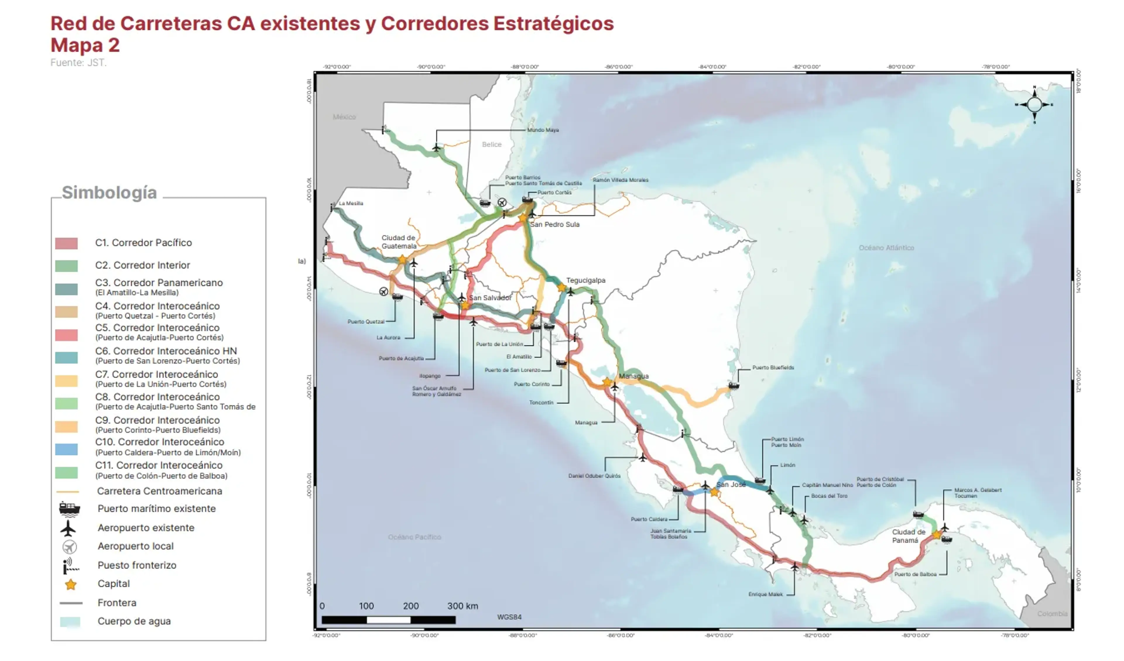 Reseau autoroutier de l'Amerique centrale