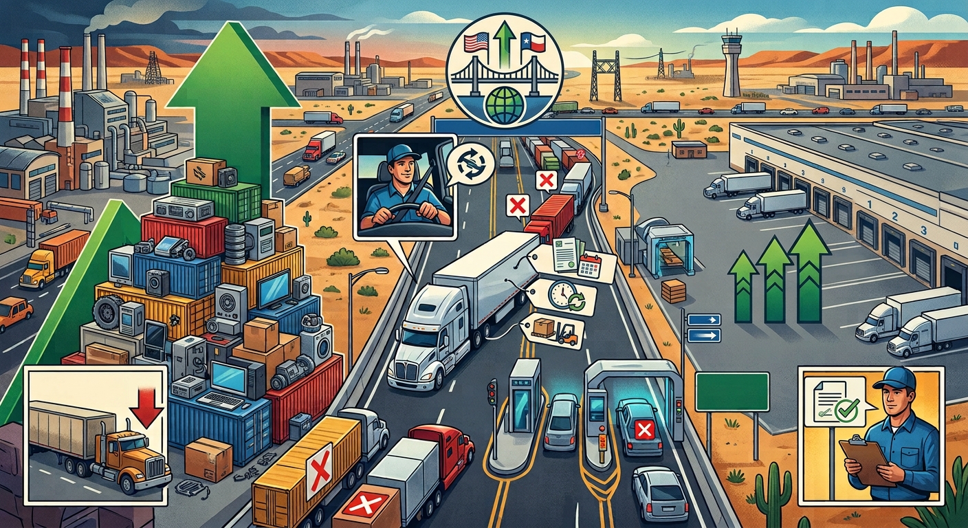 Récord de exportaciones, pero el transporte facturó 25% menos: la paradoja del flete México–EE. UU.