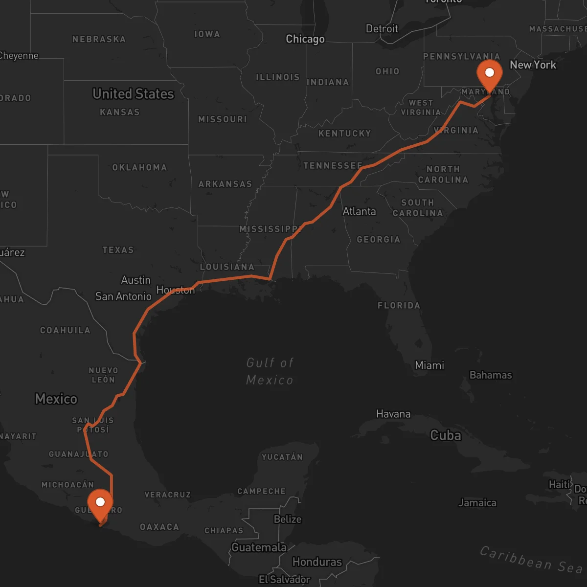 Ruta Baltimore - Acapulco