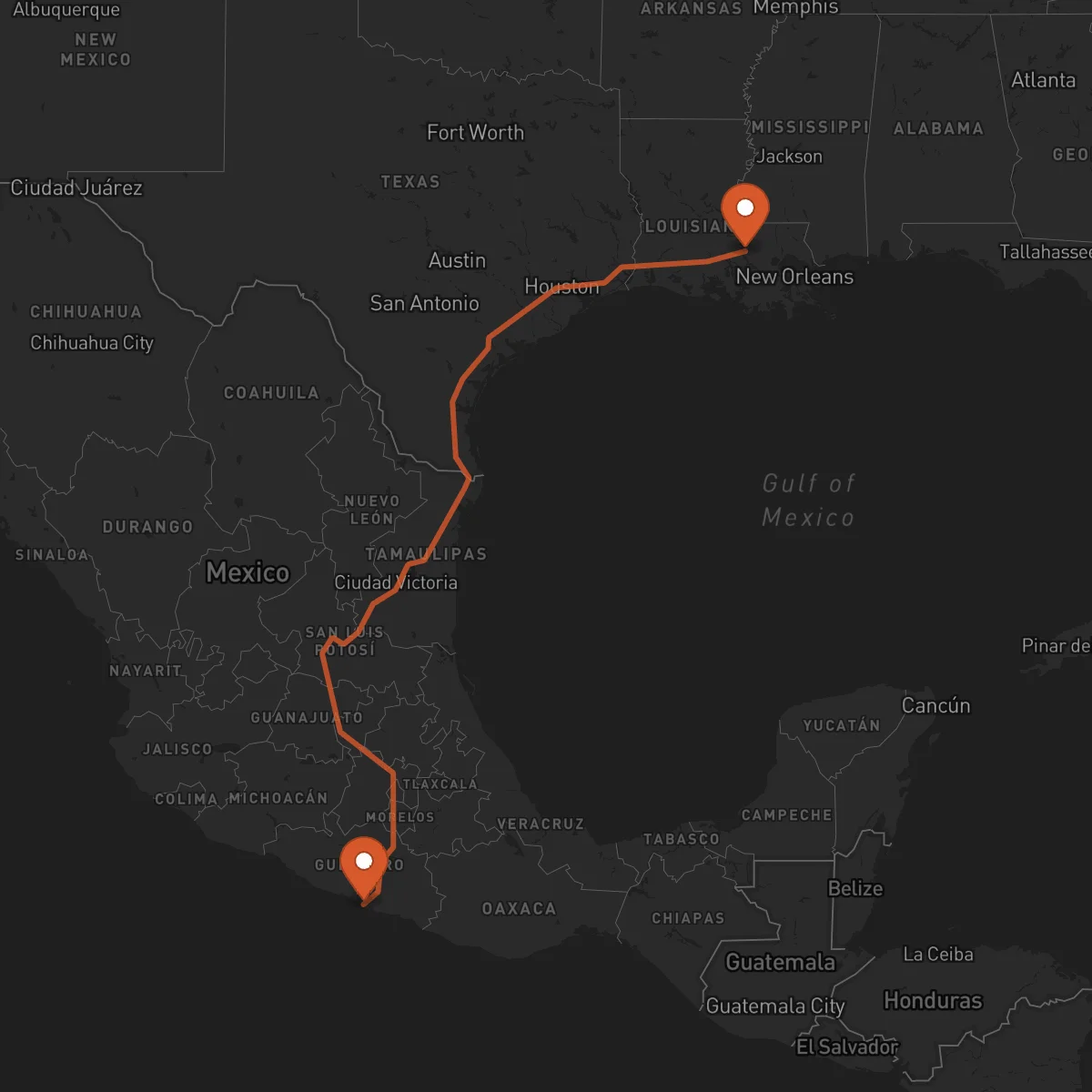 Ruta Acapulco - Baton Rouge