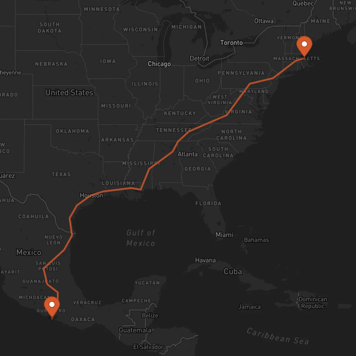 Ruta Boston - Acapulco
