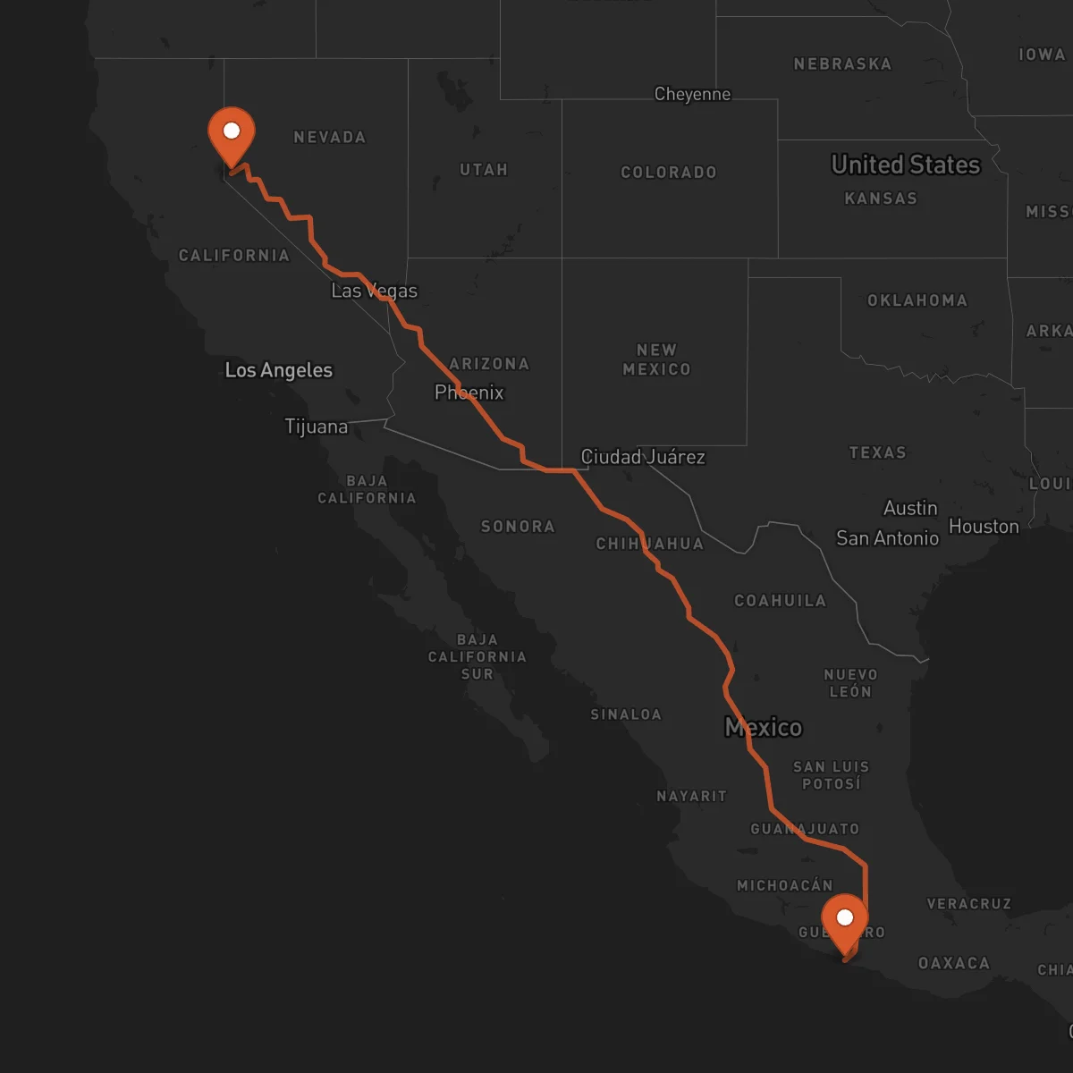 Ruta Carson City - Acapulco