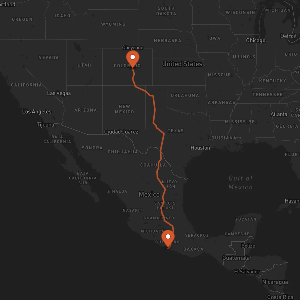 Ruta Colorado Springs - Acapulco