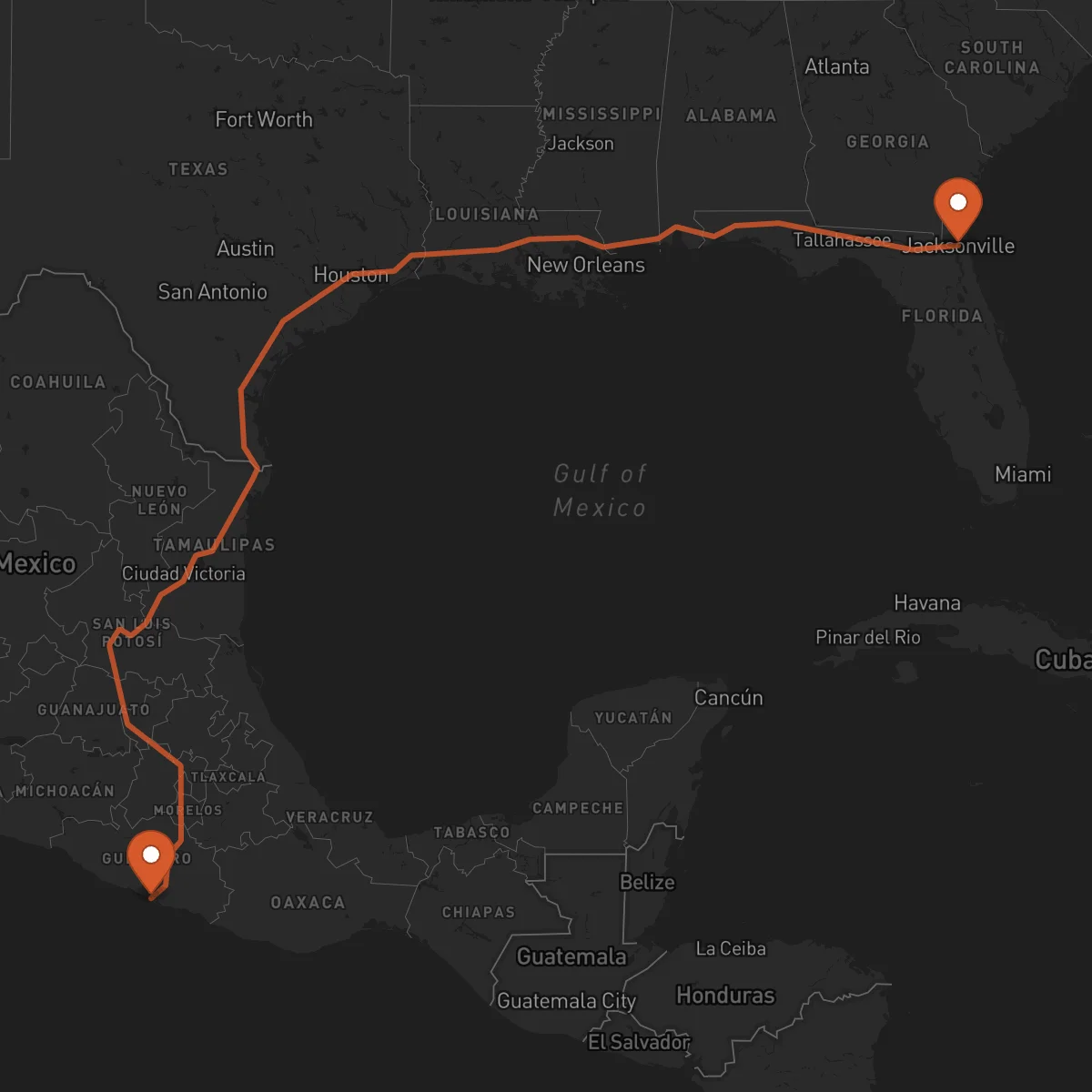 Ruta Jacksonville - Acapulco