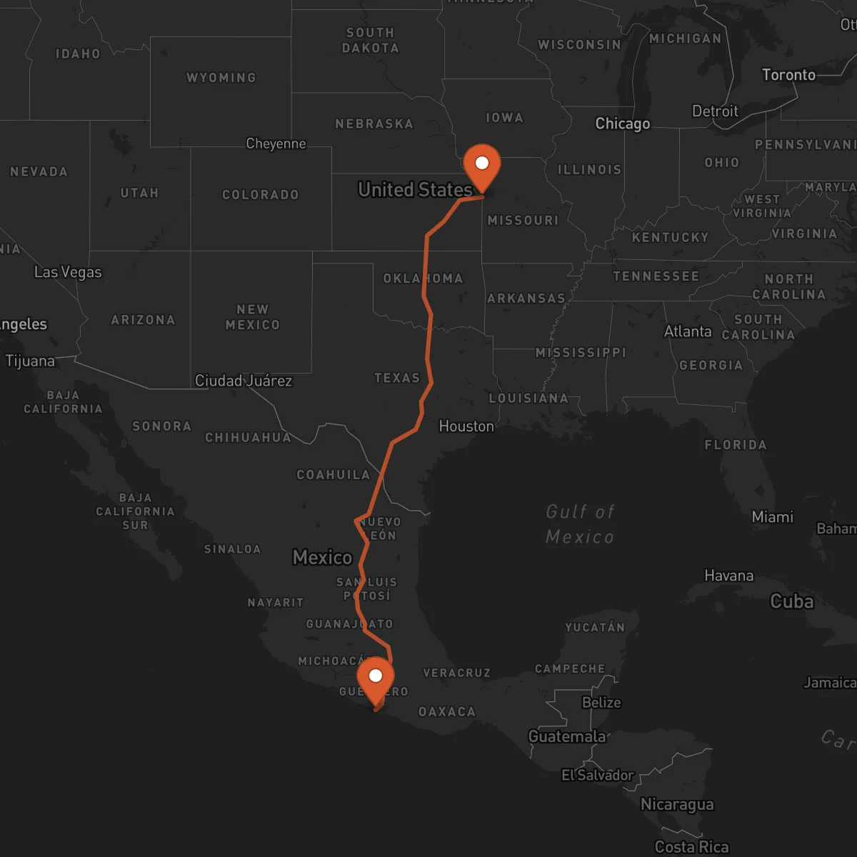 Ruta Acapulco - Kansas City