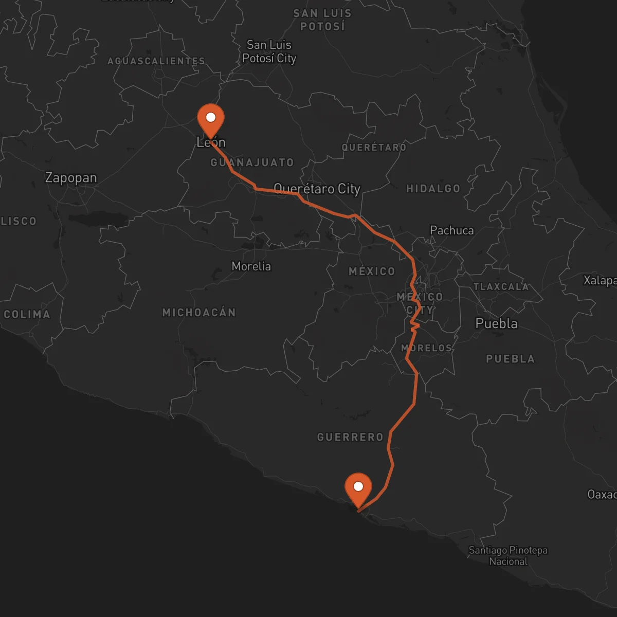 Ruta Acapulco - León Guanajuato
