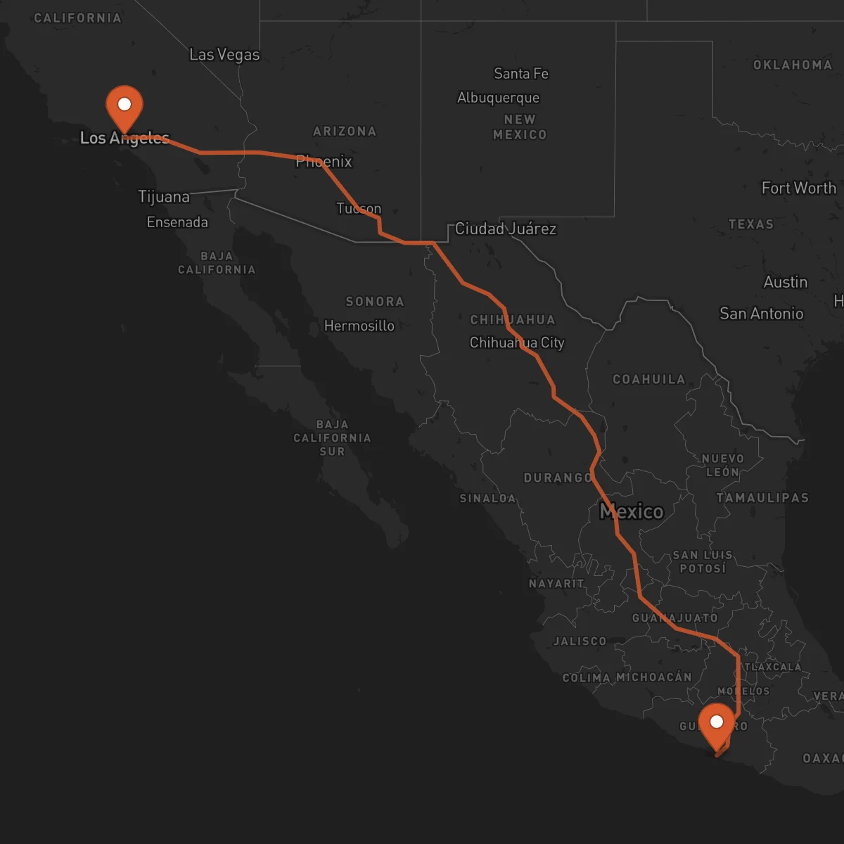 Ruta Acapulco - Los Angeles