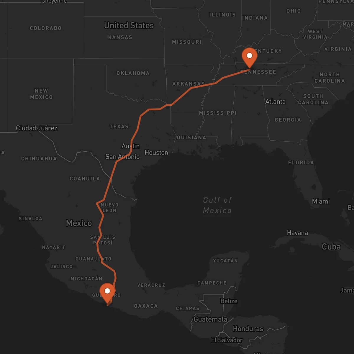 Ruta Nashville - Acapulco