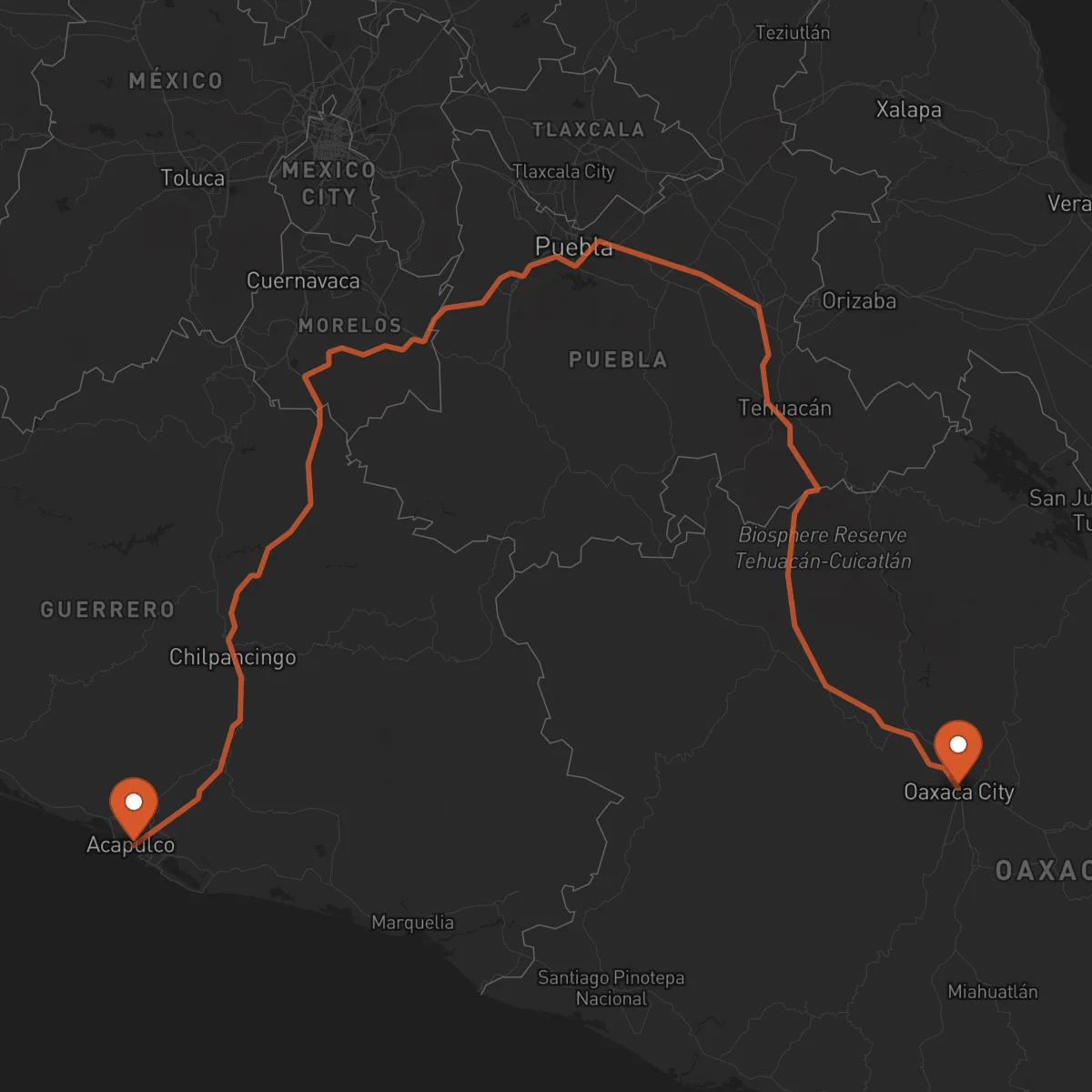 Ruta Oaxaca de Juárez - Acapulco