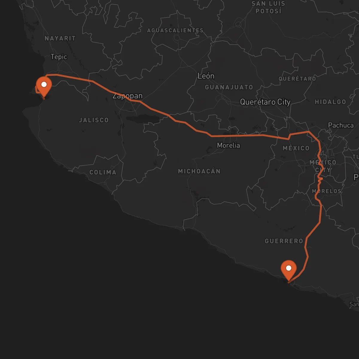 Ruta Puerto Vallarta - Acapulco
