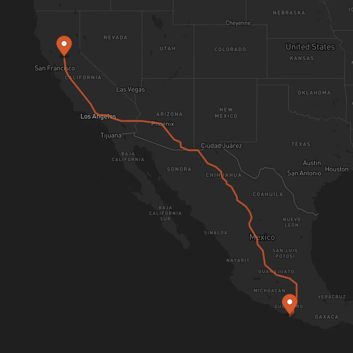 Ruta Acapulco - Sacramento