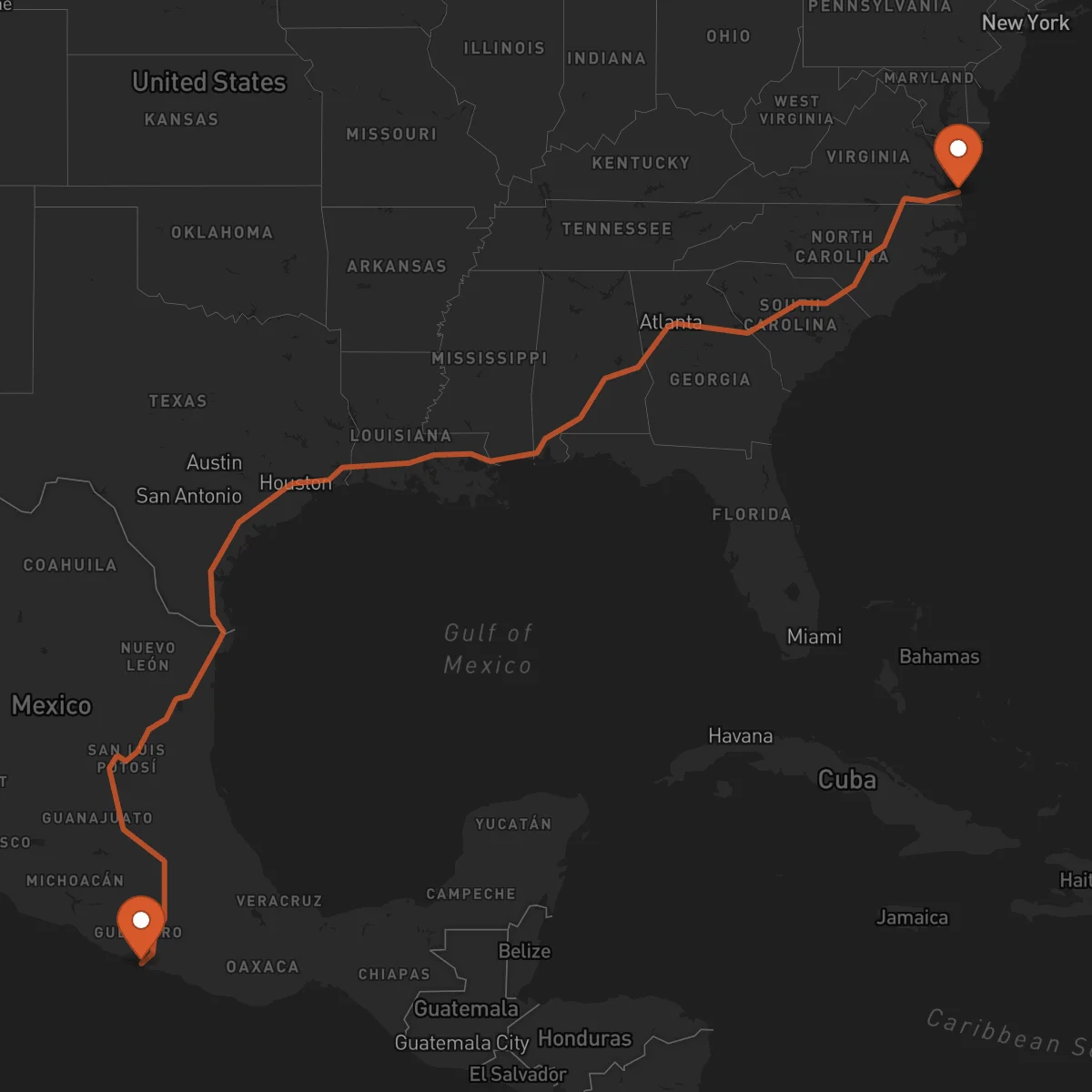 Ruta Virginia Beach - Acapulco