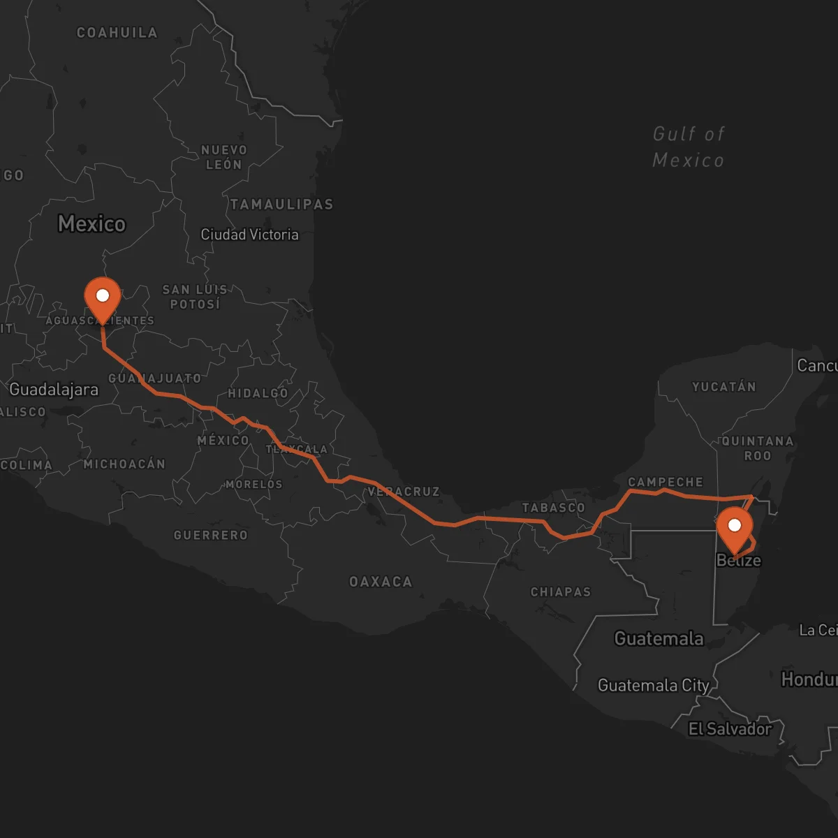 Ruta Belmopán - Aguascalientes