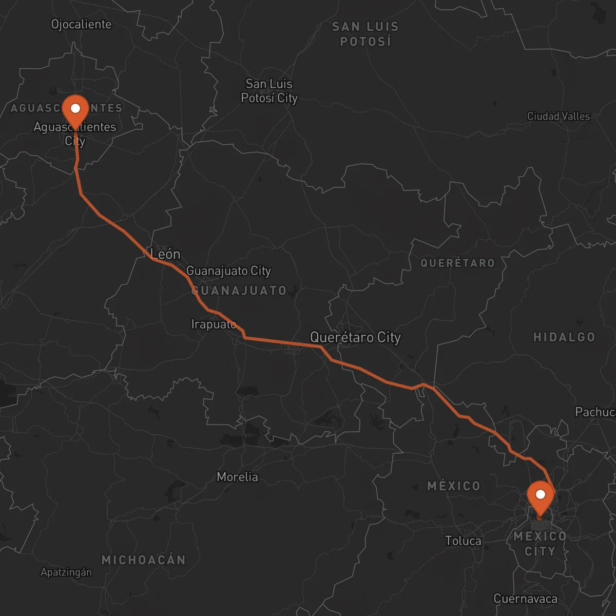 Ruta Ciudad de México - Aguascalientes