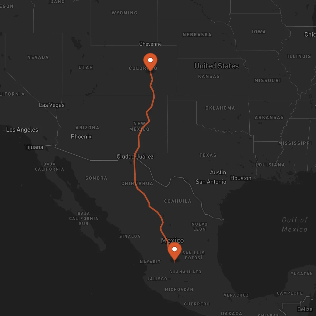 Ruta Colorado Springs - Aguascalientes