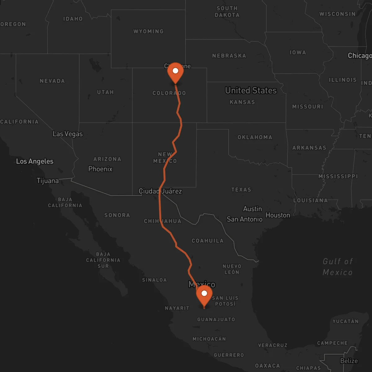 Ruta Denver - Aguascalientes