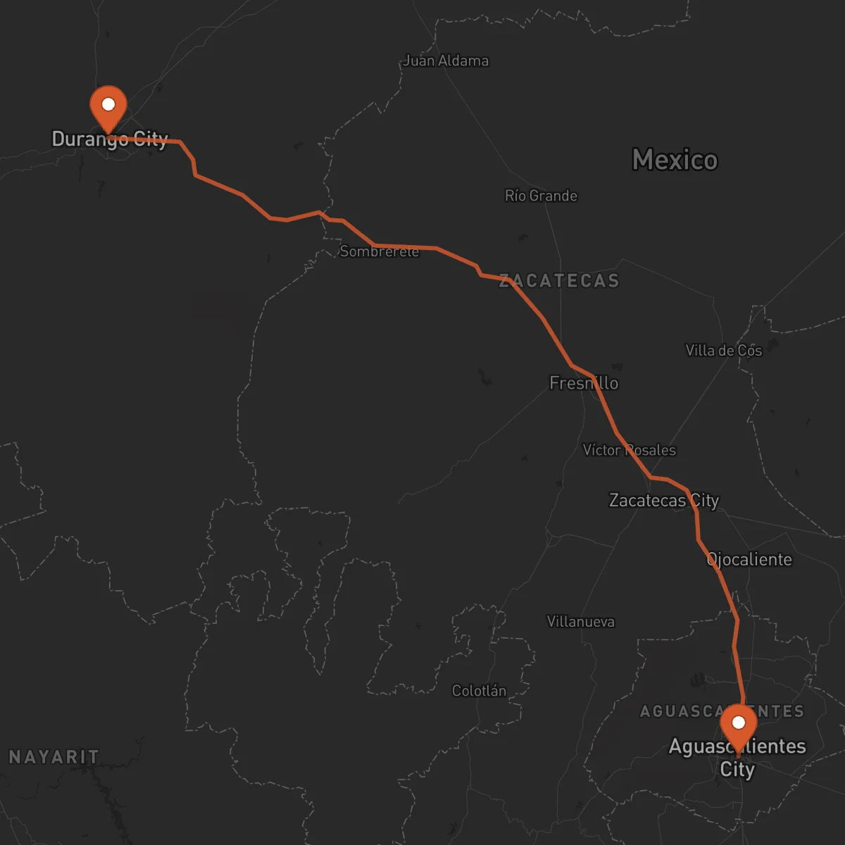 Ruta Durango - Aguascalientes
