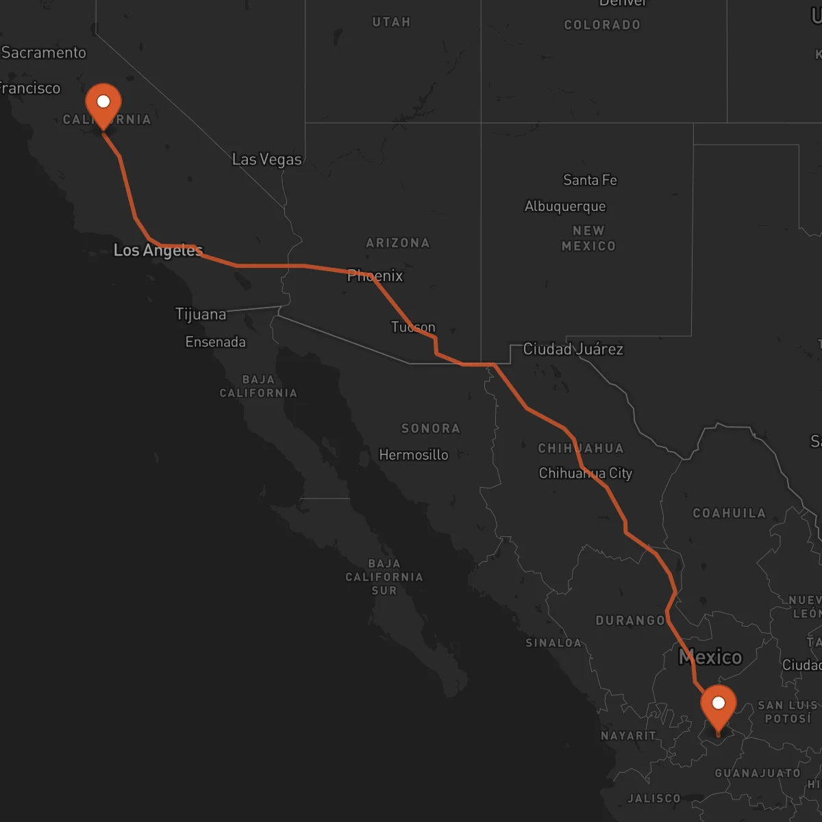 Ruta Fresno - Aguascalientes