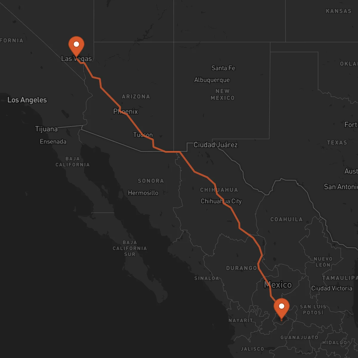 Ruta Las Vegas - Aguascalientes