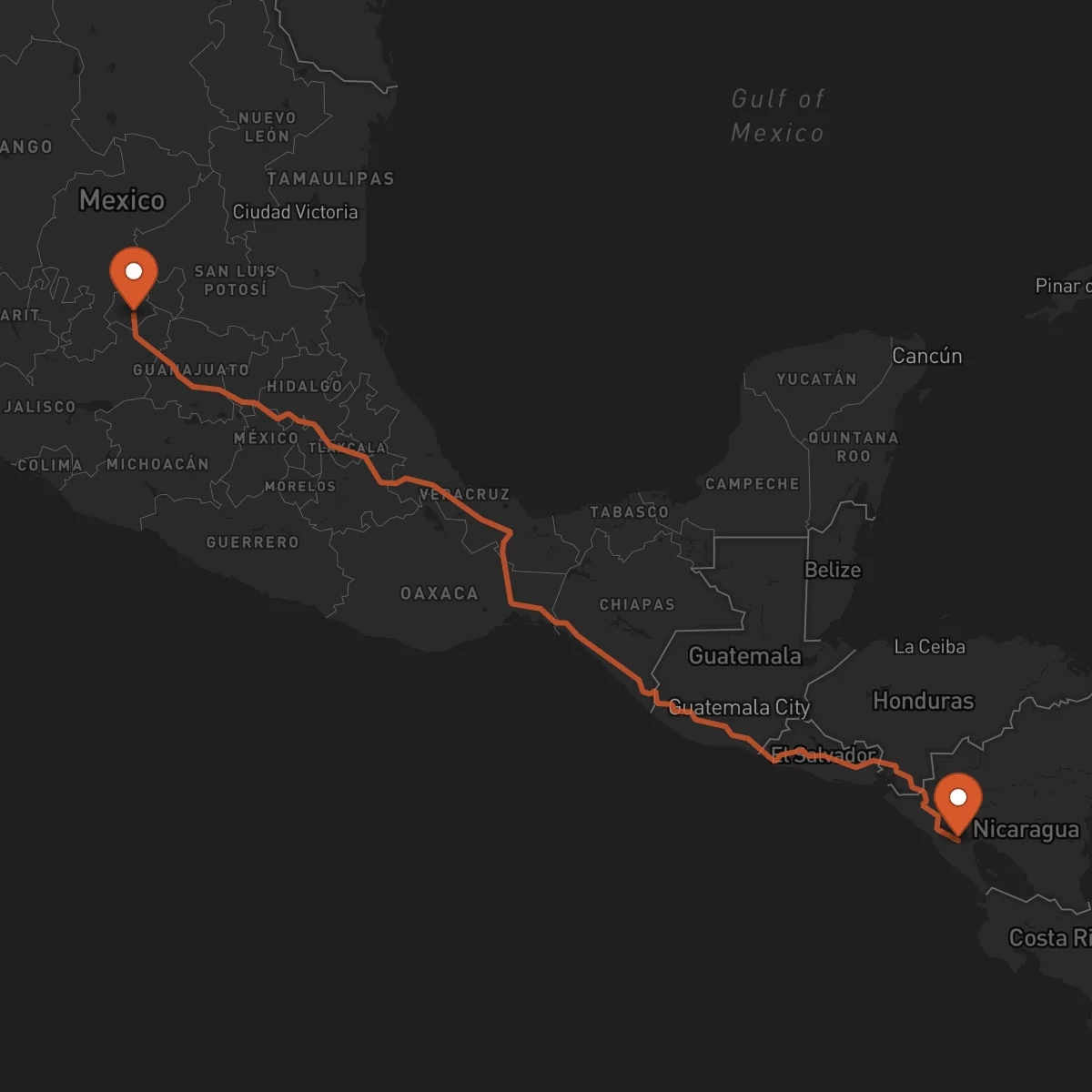 Ruta Manágua - Aguascalientes