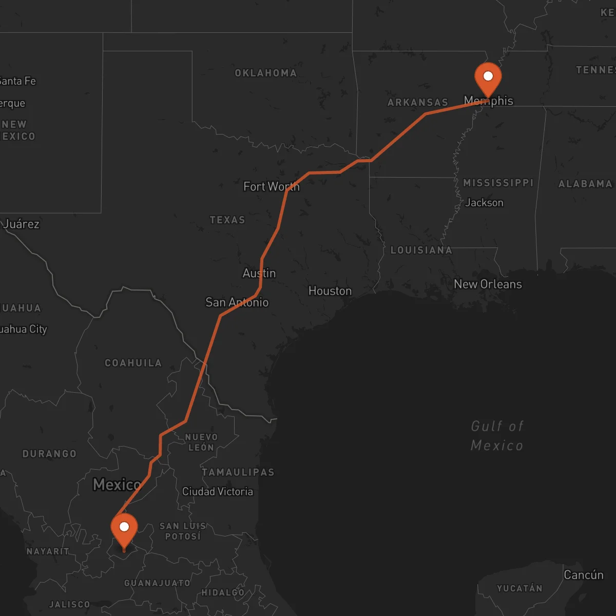 Ruta Memphis - Aguascalientes
