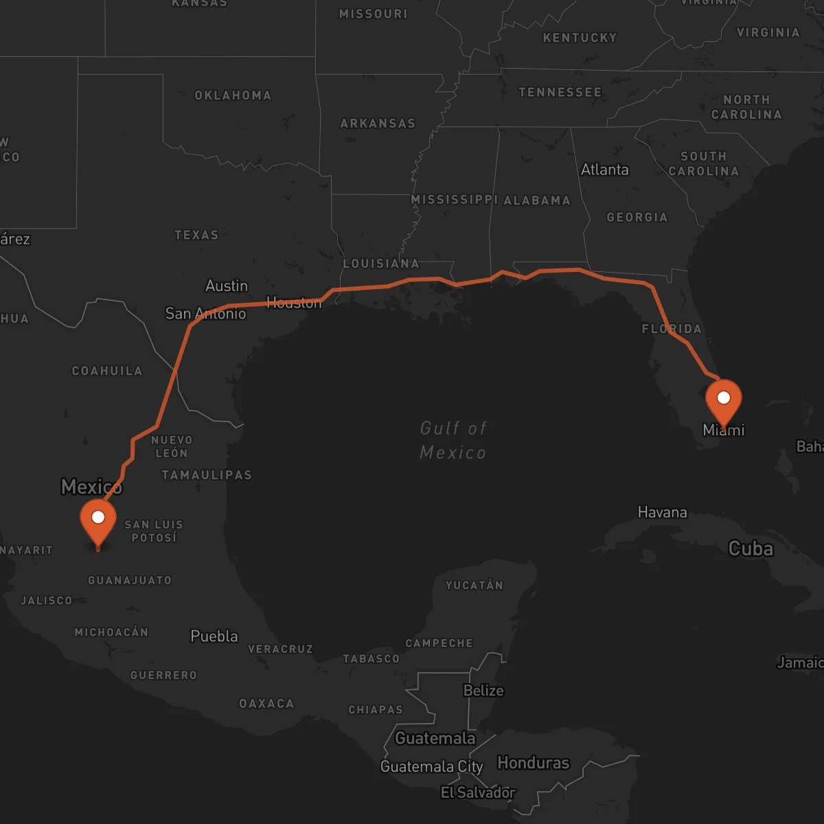 Ruta Miami - Aguascalientes
