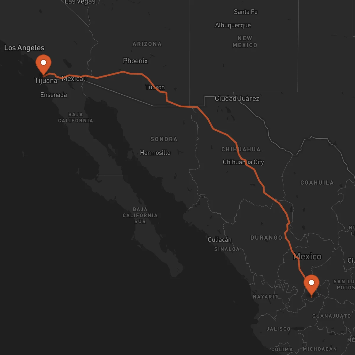 Ruta San Diego - Aguascalientes