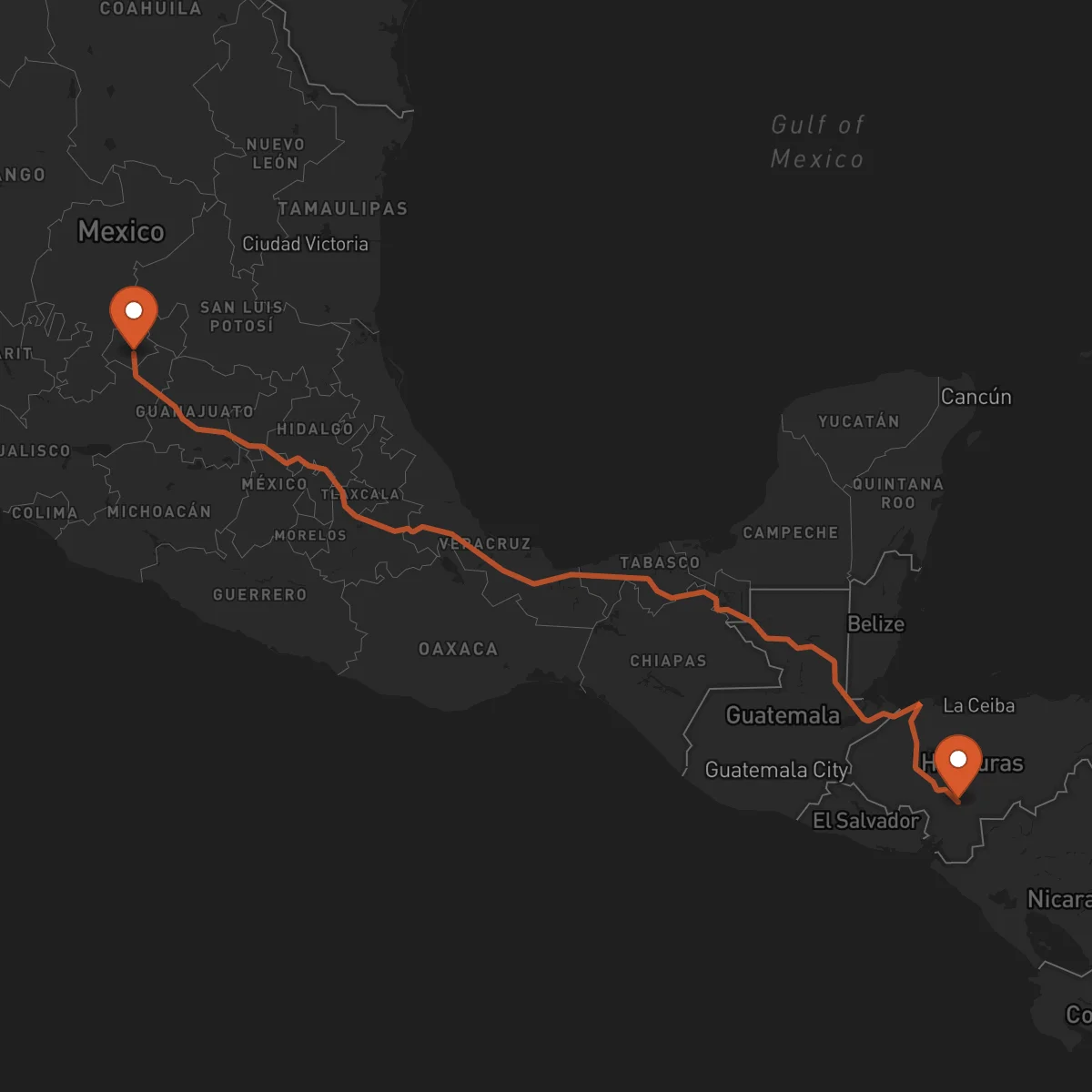 Ruta Tégucigalpa - Aguascalientes