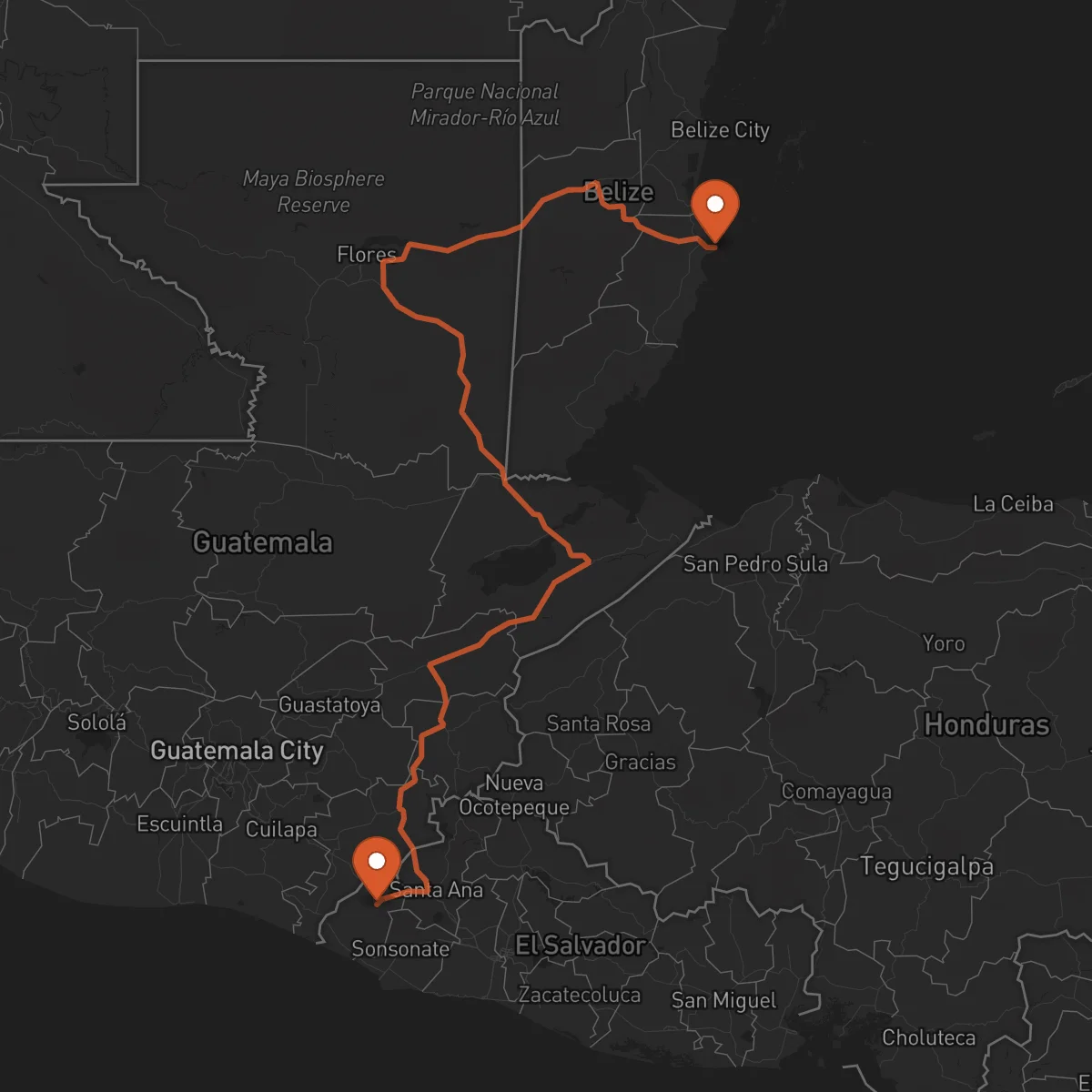 Ruta Dangriga - Ahuachapán