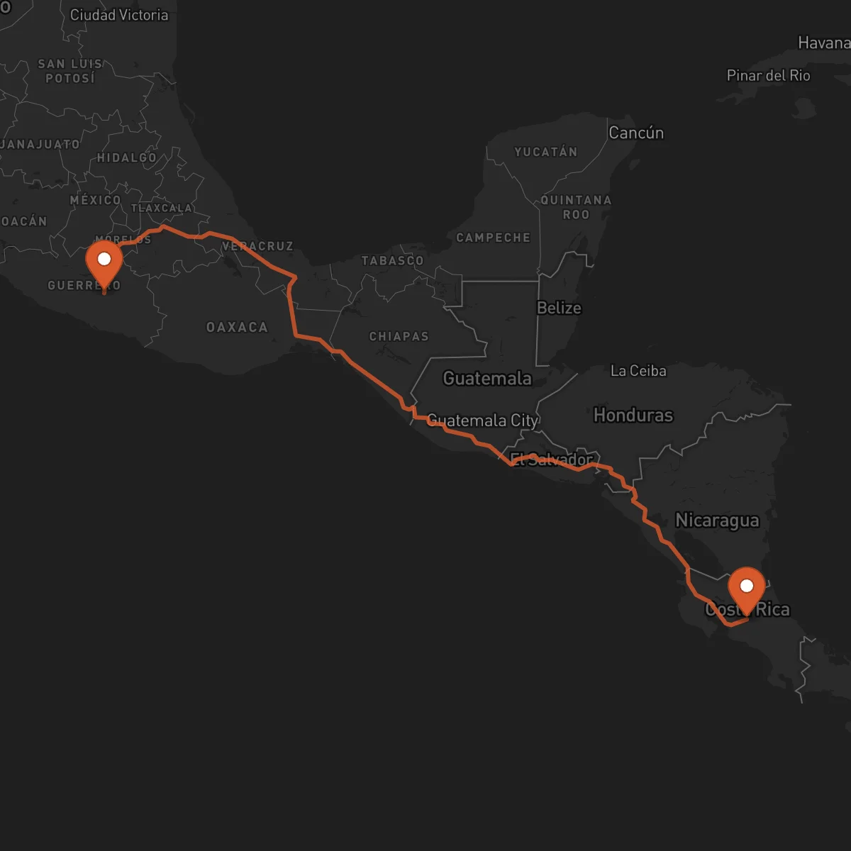 Ruta Alajuela - Chilpancingo de los Bravo