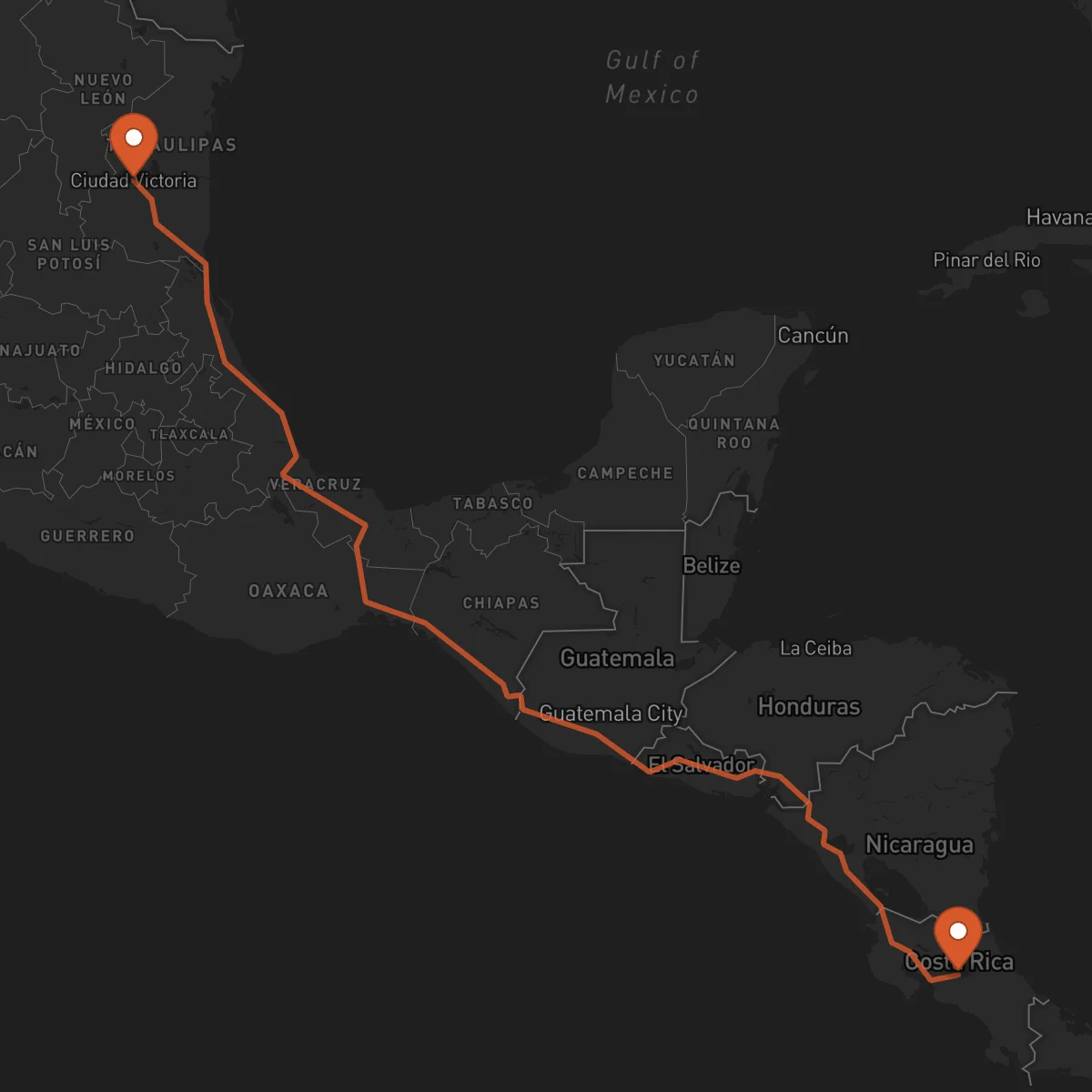 Ruta Ciudad Victoria - Alajuela