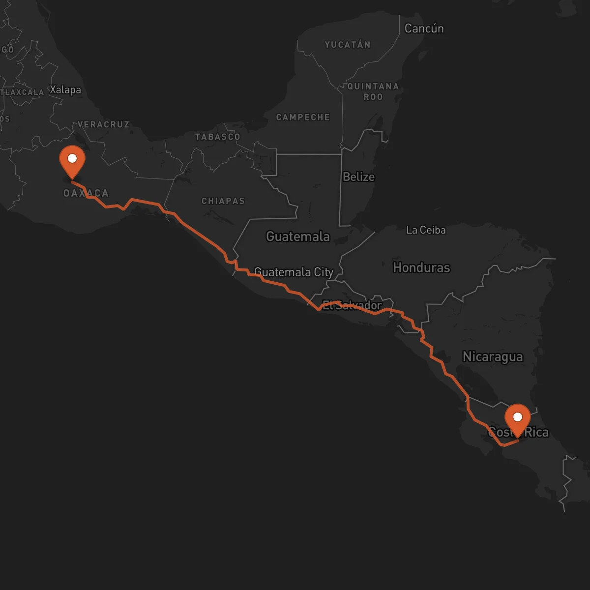 Ruta Alajuela - Oaxaca de Juárez