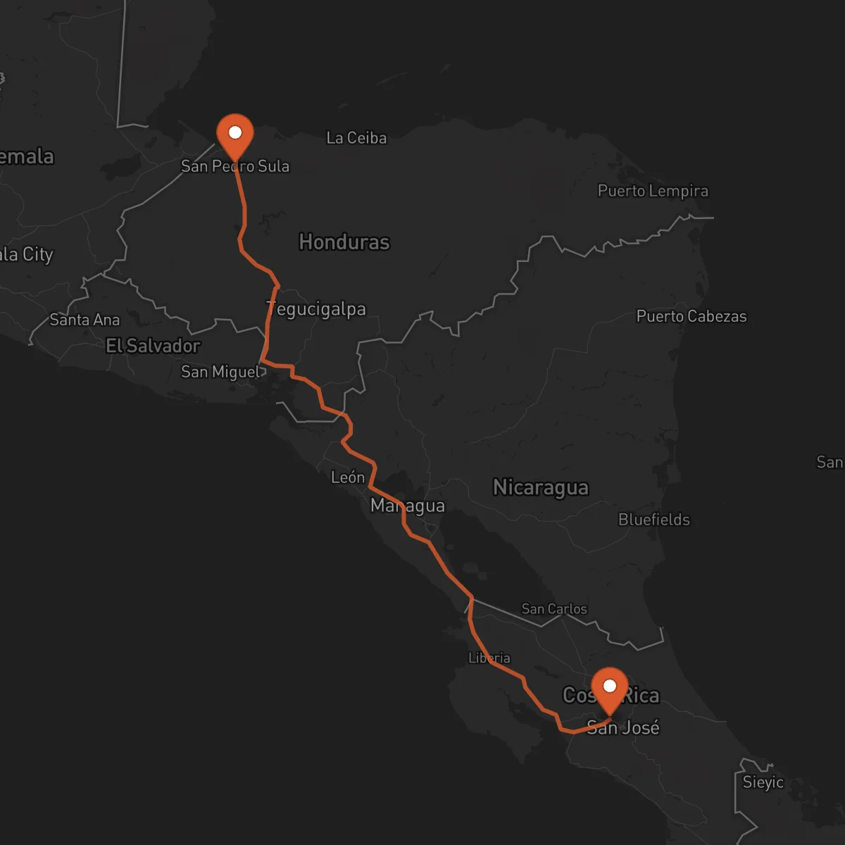 Ruta San Pedro Sula - Alajuela