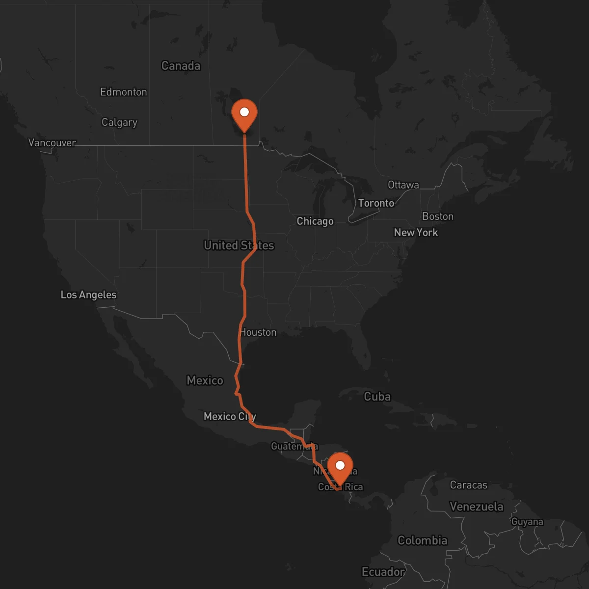 Ruta Alajuela - Winnipeg