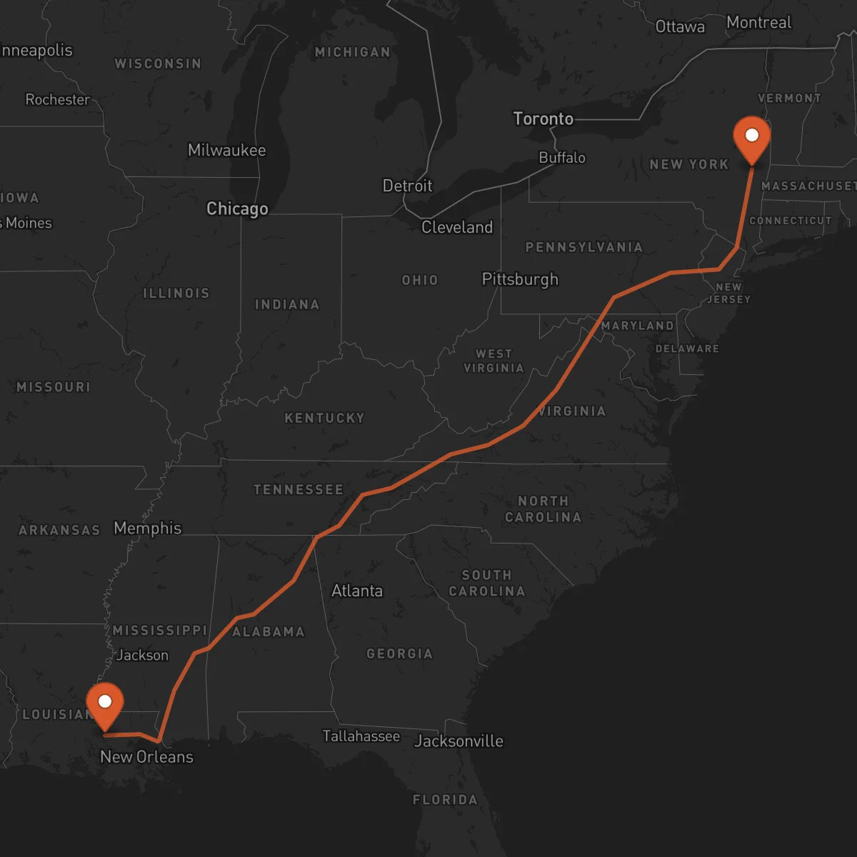Ruta Albany - Baton Rouge