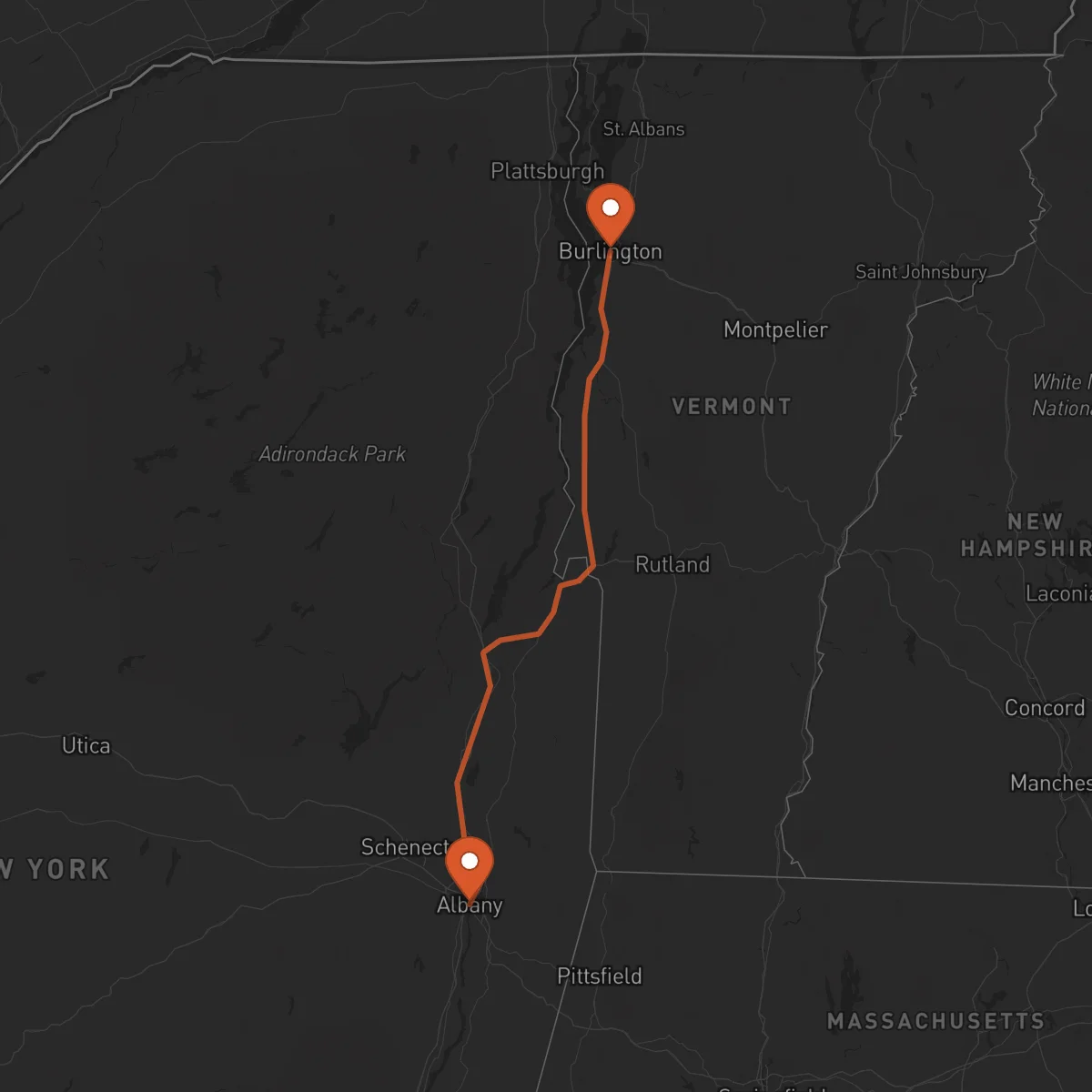 Ruta 伯灵顿 - 奥尔巴尼