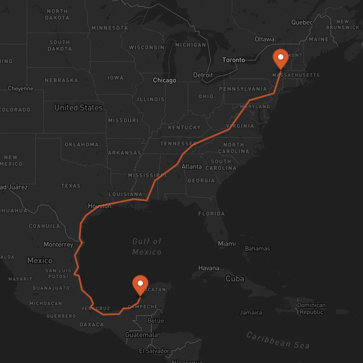 Ruta Albany - Campeche