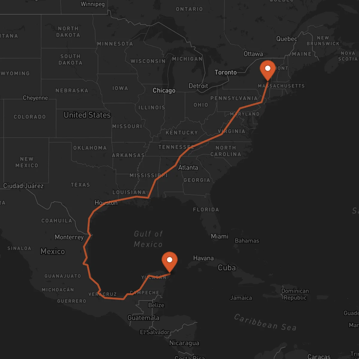 Ruta Cancún - Albany