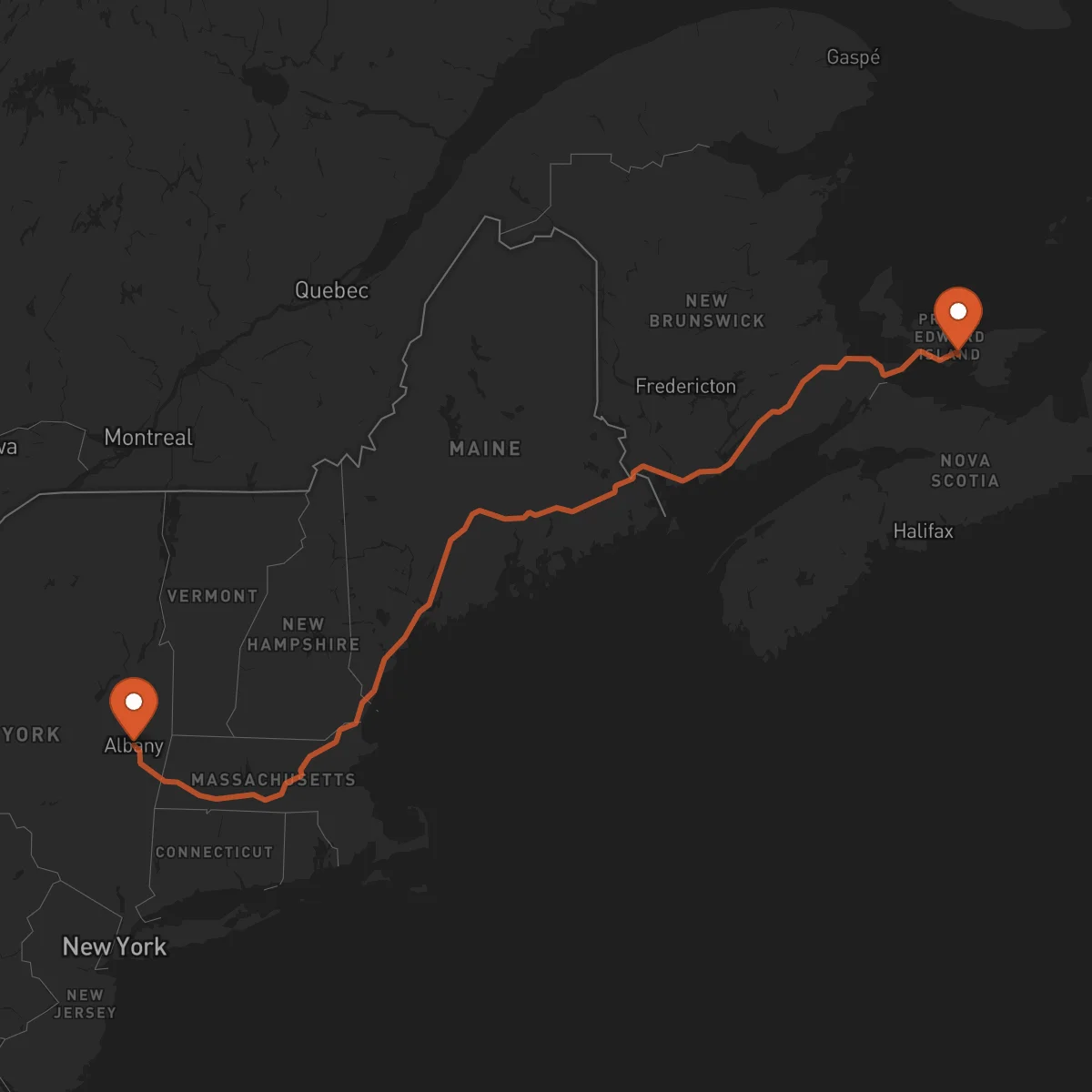 Ruta Albany - Charlottetown