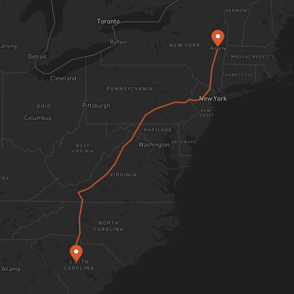 Ruta Albany - Columbia