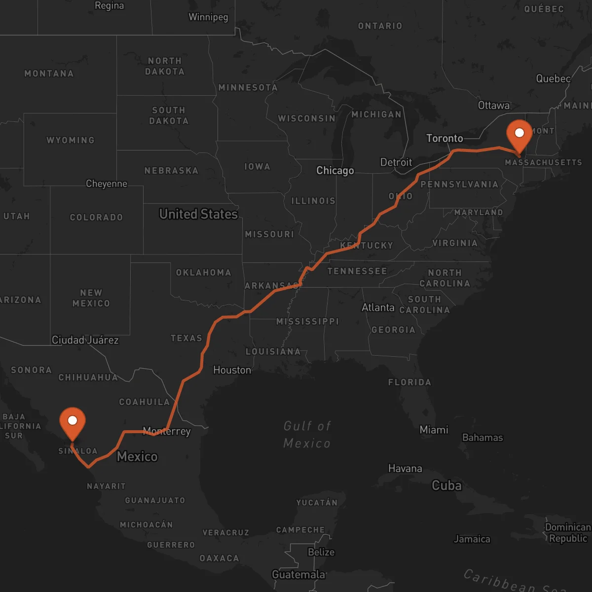 Ruta Albany - Culiacán Rosales