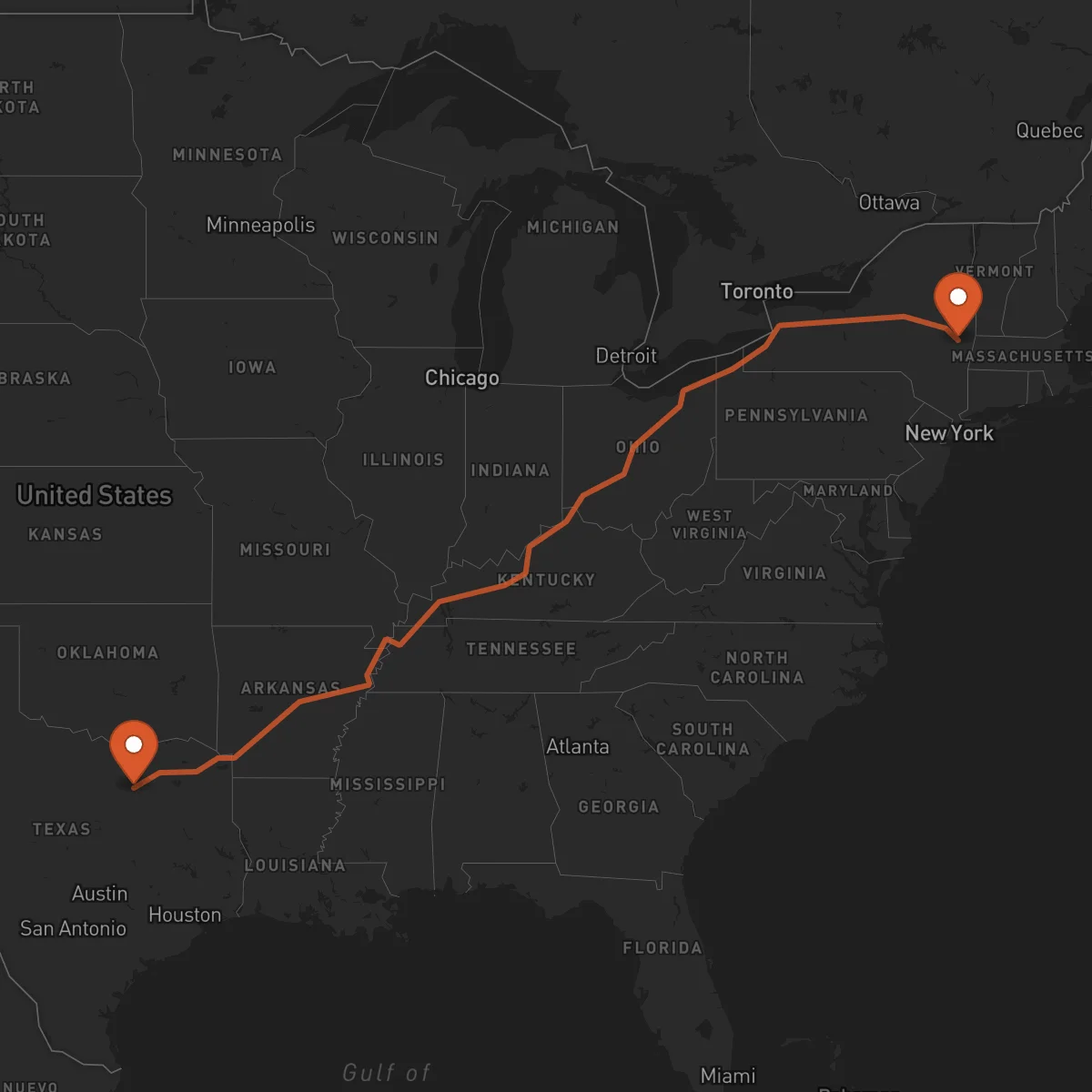 Ruta Dallas - Albany