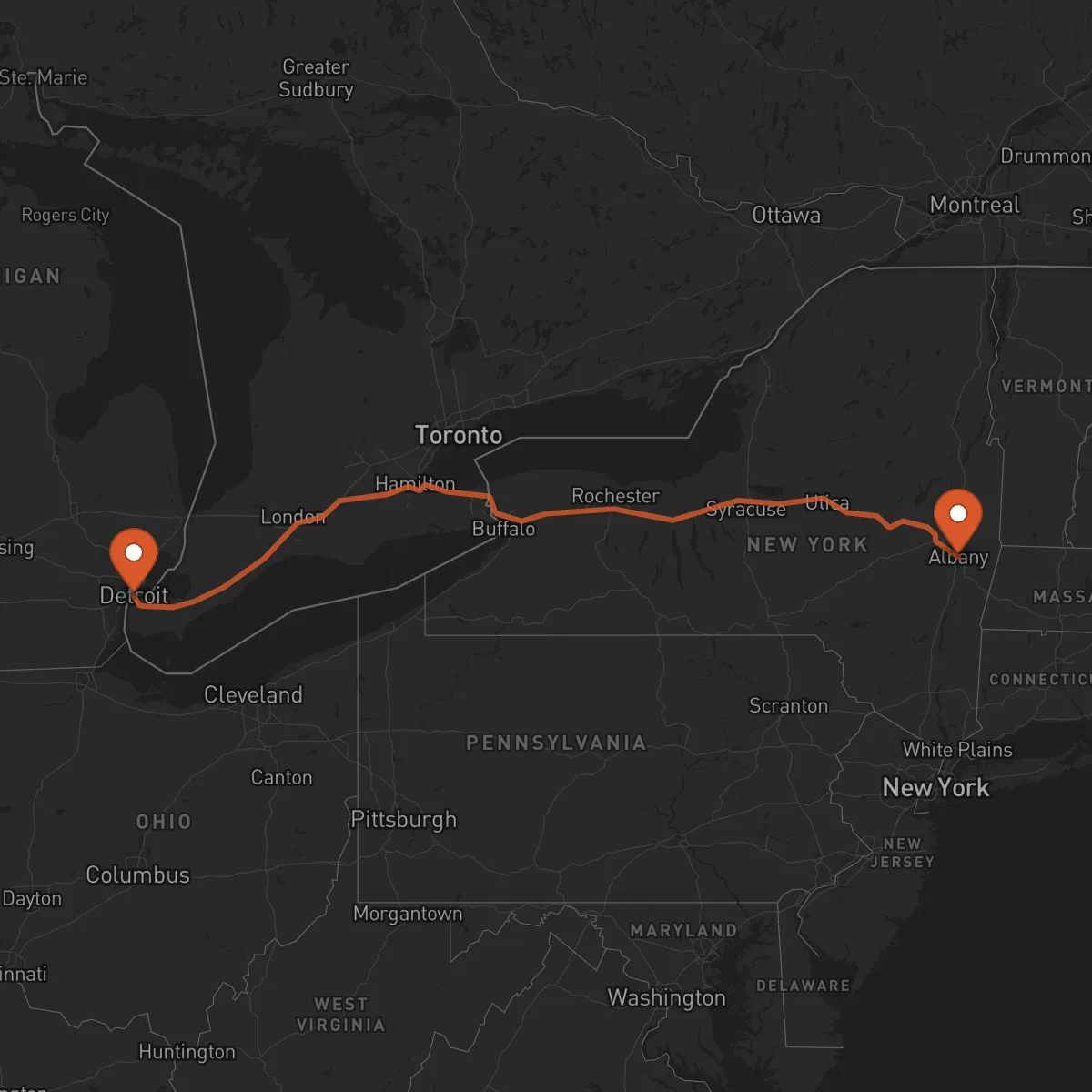 Ruta Albany - Detroit