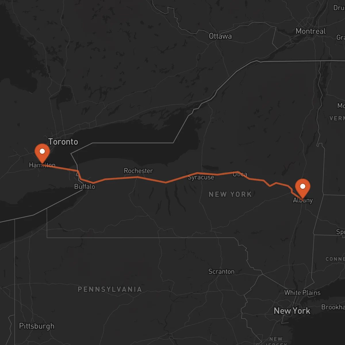 Ruta Albany - Hamilton