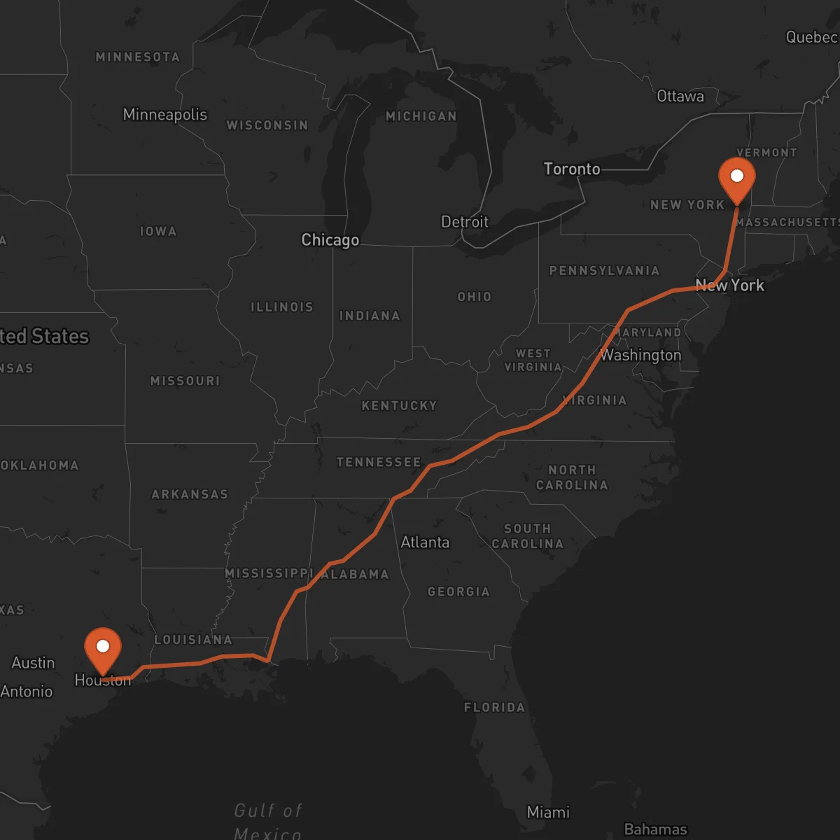 Ruta Albany - Houston
