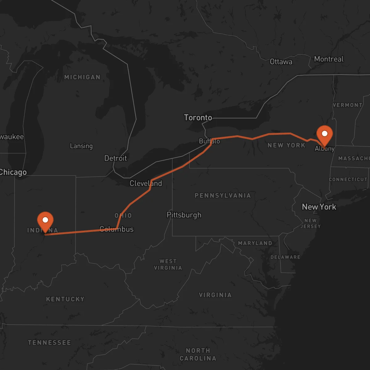 Ruta Albany - Indianapolis