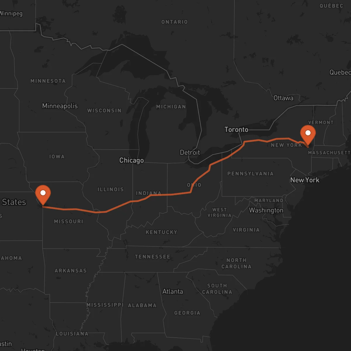 Ruta Albany - Kansas City