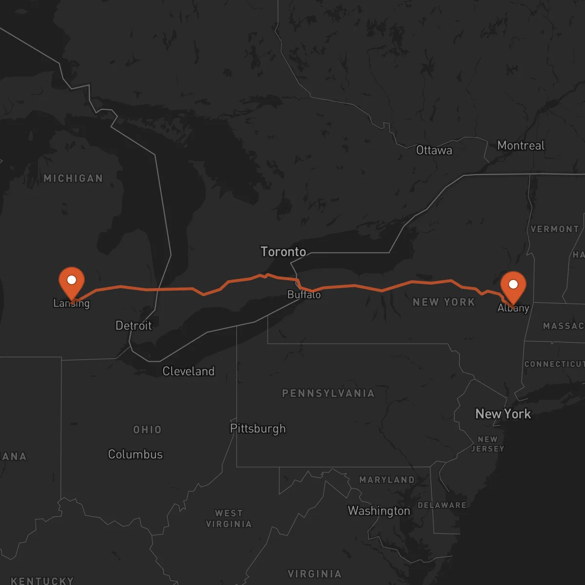 Ruta Lansing - Albany