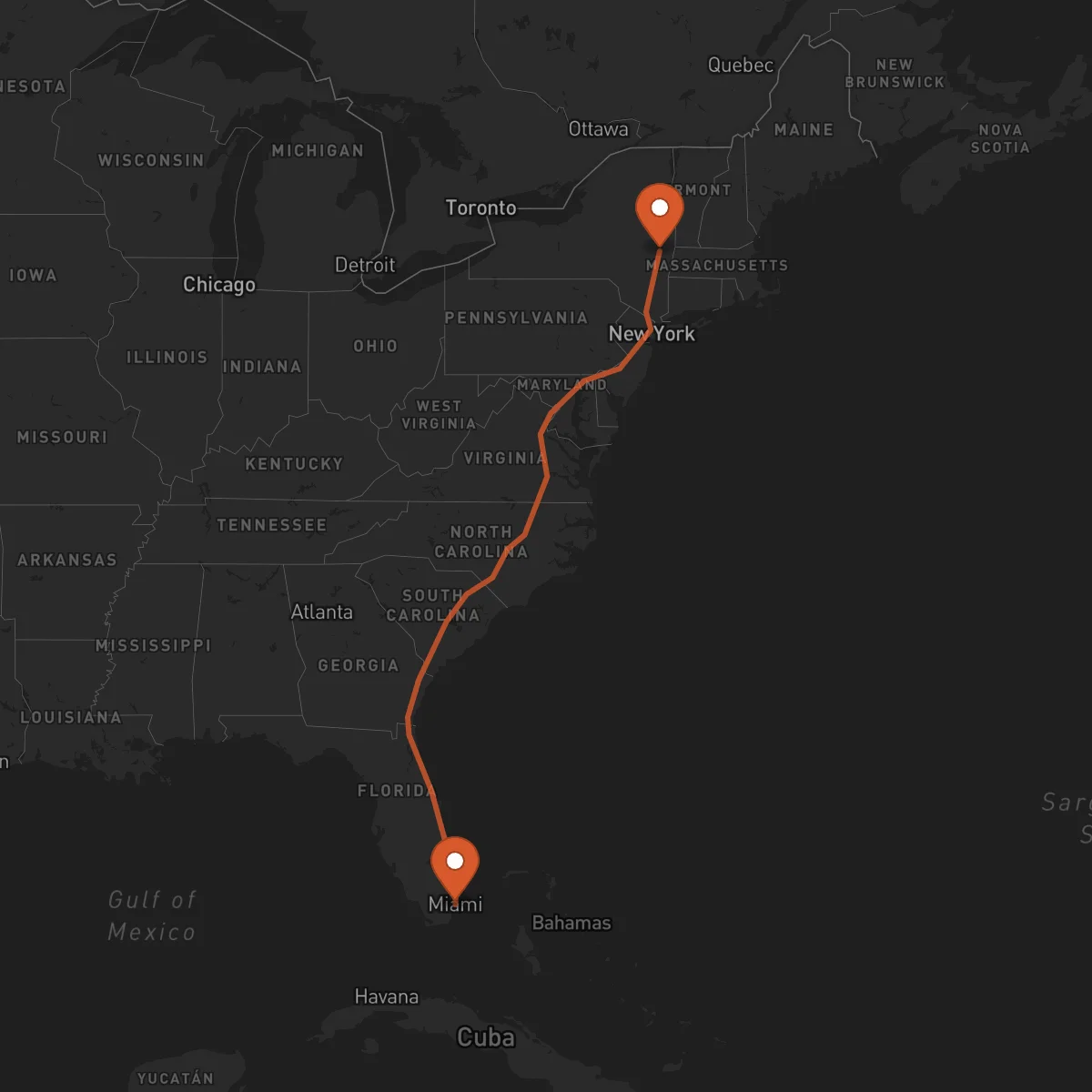 Ruta Albany - Miami